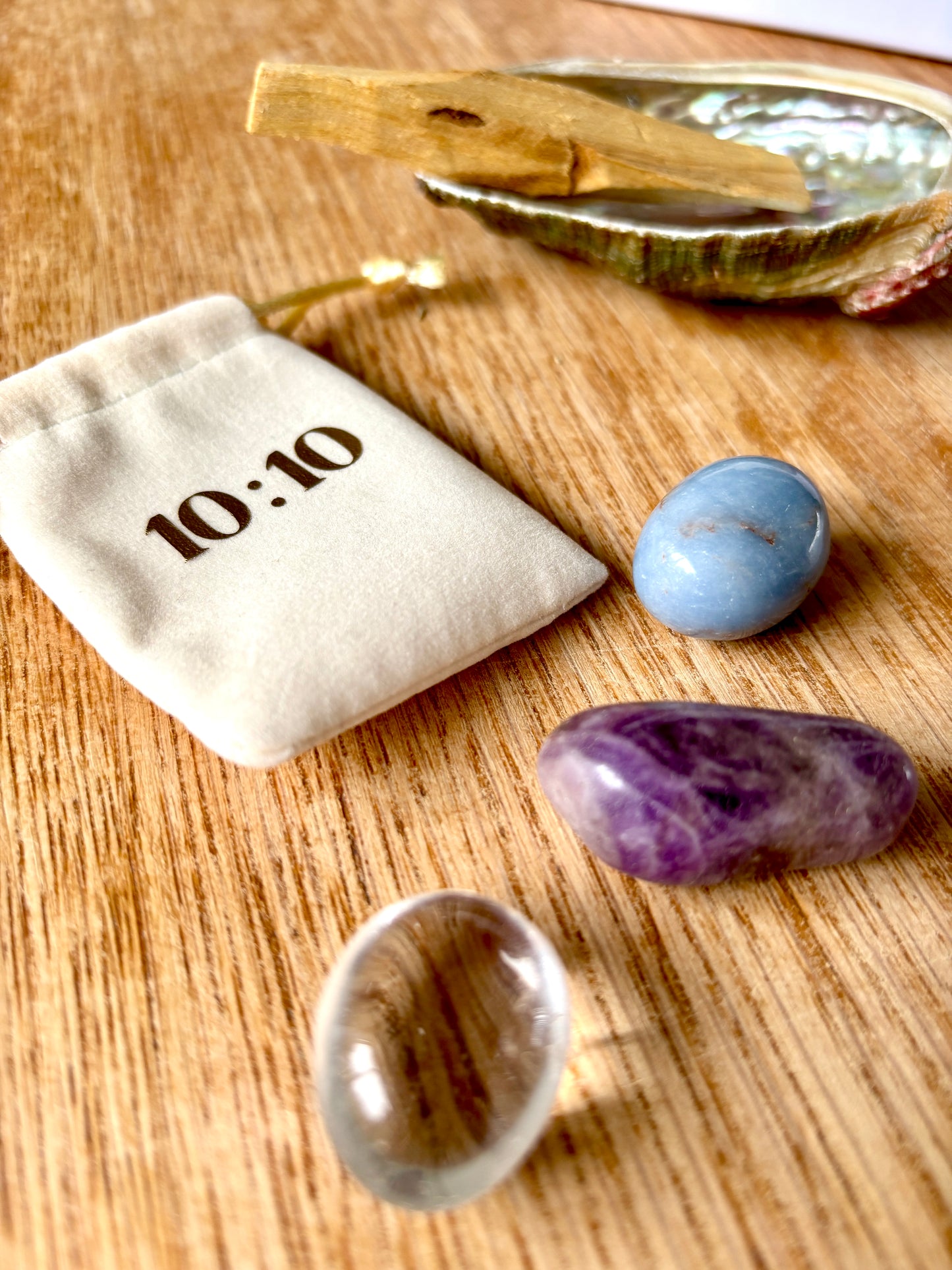 Angelite, Clear Quartz, Rose Quartz, Crystals