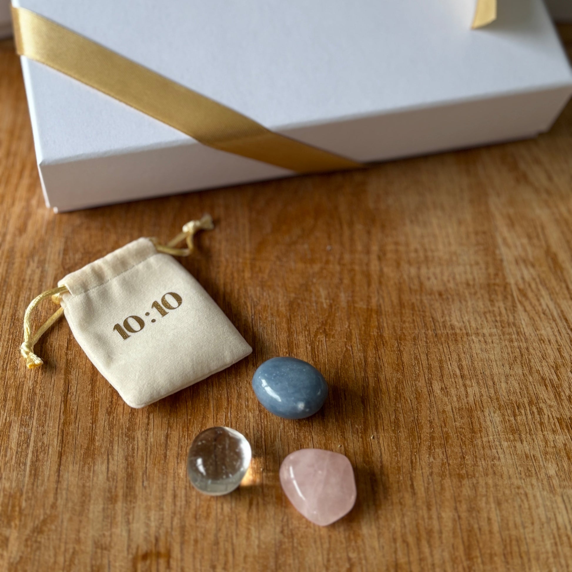 Angelite, Clear Quartz, Rose Quartz, Crystals, Kit Box, Gift Set