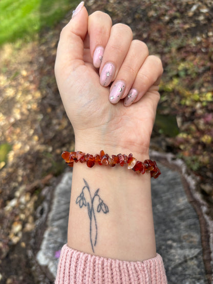 Bold Carnelian crystal bracelet infused with intention. A wearable ritual for courage, confidence, motivation, and creative energy.